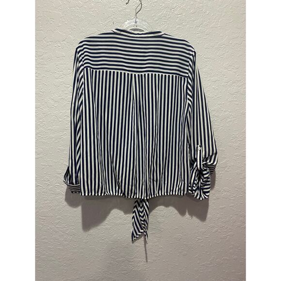 Chico's Long Sleeve Stiped Button Up Shirt Size M Coastal Nautical - Picture 6 of 6